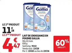Auchan Lait de croissance en poudre gallia offre