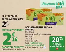 Auchan Bols repas purée auchan baby bio offre