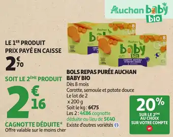 Auchan Bols repas purée auchan baby bio offre