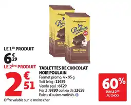 Auchan Tablettes de chocolat noir poulain offre