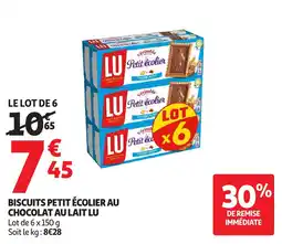 Auchan Biscuits petit écolier au chocolat au lait lu offre