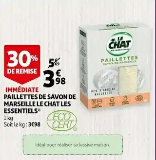 Auchan Le chat paillettes de savon de marseille les essentiels* offre