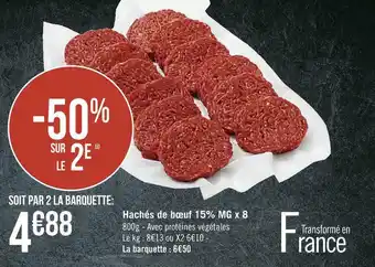 Géant Casino Hachés de bœuf 15% mg x 8 offre