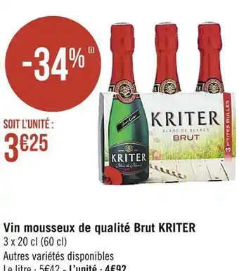 Géant Casino Kriter vin mousseux de qualité brut offre