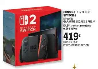E.Leclerc Console Nintendo Switch 2 offre