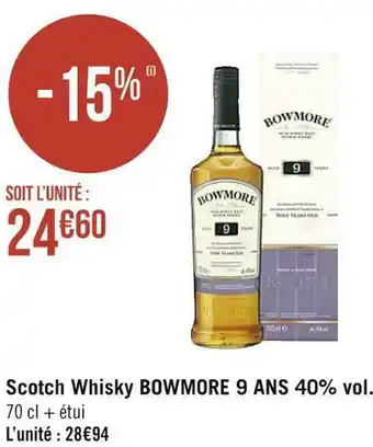 Géant Casino Bowmore scotch whisky 9 ans 40% vol. offre