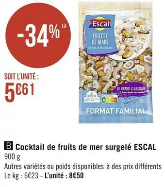 Géant Casino Escal cocktail de fruits de mer surgelé offre