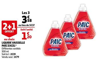 Auchan Paic excel liquide vaisselle* offre