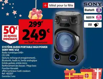 Auchan Sony système audio portable high power mhc v13 offre