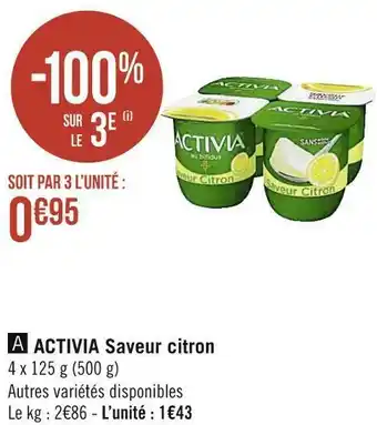 Activia activia saveur citron
