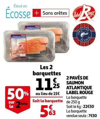 Auchan Label rouge 2 pavés de saumon atlantique offre