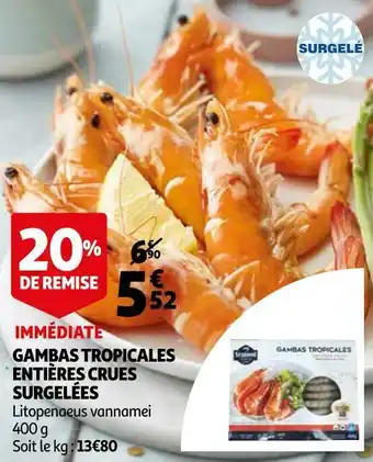 Auchan Gambas tropicales entières crues surgelées offre