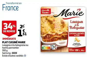 Auchan Marie plat cuisiné offre
