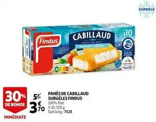 Auchan Findus panés de cabillaud surgéles offre