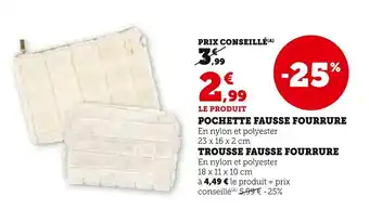 Super U Pochette fausse fourrure,trousse fausse fourrure offre