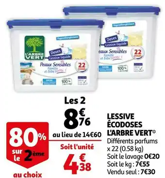 Auchan L'arbre vert lessive écodoses offre