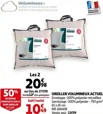 Auchan Auchan oreiller volumineux offre