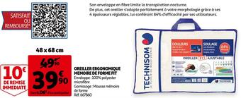 Auchan Technisom oreiller ergonomique memoire de forme fit offre
