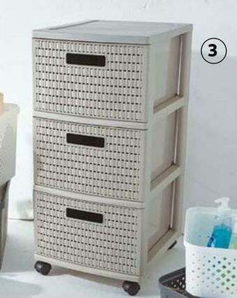 Auchan Tour 3 tiroirs noir ou taupe offre