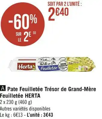 Géant Casino Herta pate feuilletée trésor de grand-mère feuilletée offre