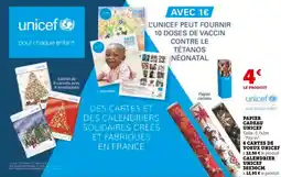 Super U Papier cadeau unicef, 6 cartes de voeux,calendrier unicef unicef, offre