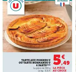 Super U Tarte aux pommes u ou tarte normande u 6 parts offre