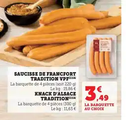 U Express Saucisse de francfort tradition vpf offre