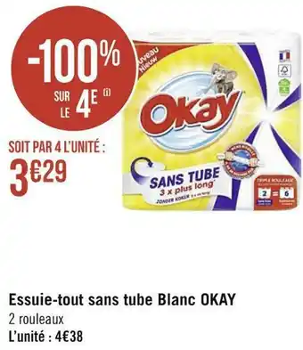 Géant Casino Okay essuie-tout sans tube blanc offre