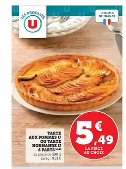 Hyper U Tarte aux pommes u ou tarte normande u 6 parts offre