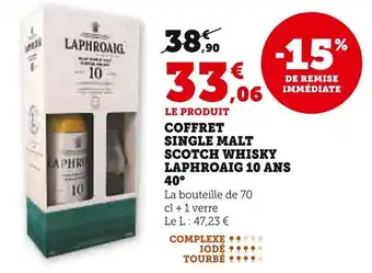 Super U Coffret single malt scotch whisky laphroaig 10 ans offre