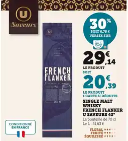 Super U Single malt whisky french flanker u saveurs 42° offre