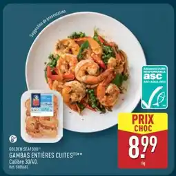 ALDI GOLDEN SEAFOOD GAMBAS ENTIÈRES CUITES offre