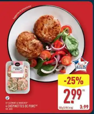 ALDI 4 crépinettes de porc offre