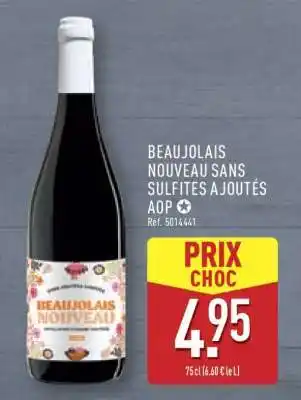 ALDI Beaujolais Nouveau Sans Sulfites Ajoutés AOP offre