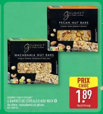 ALDI GOURMET FINEST CUISINE 4 BARRES DE CÉRÉALES AUX NOIX offre