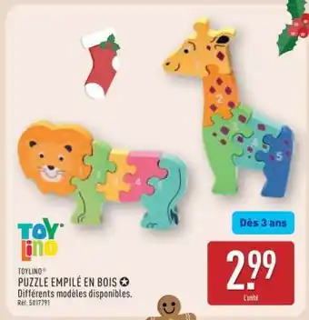 ALDI TOYLINO PUZZLE EMPILÉ EN BOIS offre