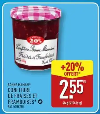 ALDI BONNE MAMAN CONFITURE DE FRAISES ET FRAMBOISES offre