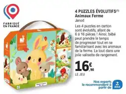 E.Leclerc 4 PUZZLES ÉVOLUTIFS Animaux Ferme offre