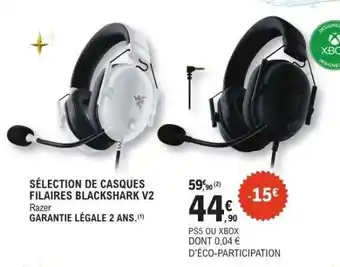 E.Leclerc SÉLECTION DE CASQUES FILAIRES BLACKSHARK V2 offre