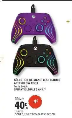 E.Leclerc SÉLECTION DE MANETTES FILAIRES AFTERGLOW XBOX offre