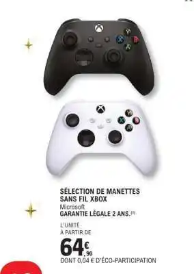 E.Leclerc SÉLECTION DE MANETTES SANS FIL XBOX offre