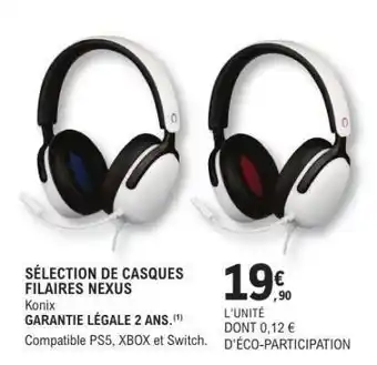 E.Leclerc SÉLECTION DE CASQUES FILAIRES NEXUS offre