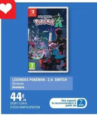 E.Leclerc LÉGENDES POKÉMON : Z-A SWITCH offre