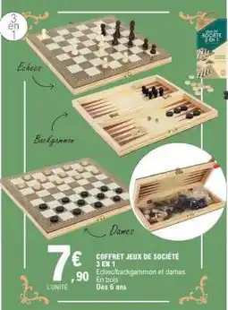 E.Leclerc COFFRET JEUX DE SOCIÉTÉ 3 EN 1 offre
