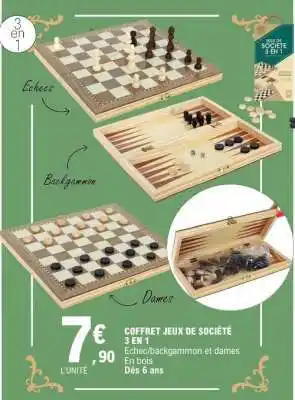 E.Leclerc COFFRET JEUX DE SOCIÉTÉ 3 EN 1 offre