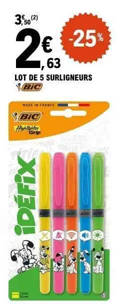 E.Leclerc LOT DE 5 SURLIGNEURS offre