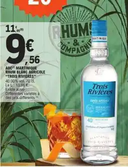 E.Leclerc AOC MARTINIQUE RHUM BLANC AGRICOLE 'TROIS RIVIÈRES' offre