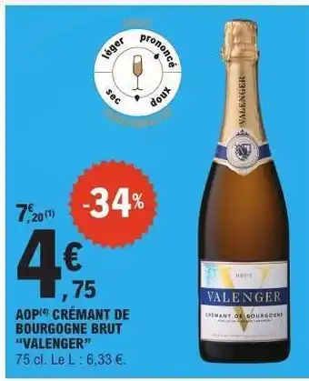 E.Leclerc AOP Crémant de Bourgogne Brut 'Valenger' offre