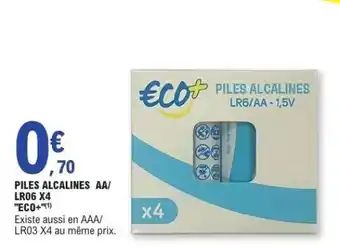 E.Leclerc PILES ALCALINES AA/LR06 X4 ECO+ offre