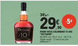 E.Leclerc Rhum Vieux Colombien 10 ans 'Dictador' offre